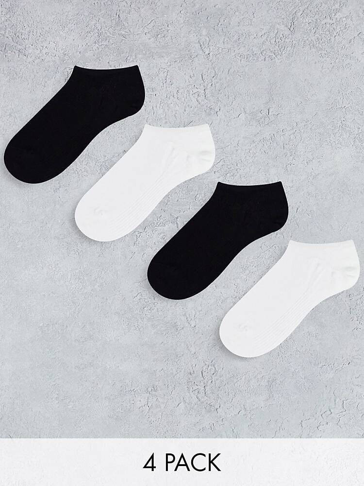 Lindex 4-pack Footie Sock In Black And White レディース 靴下