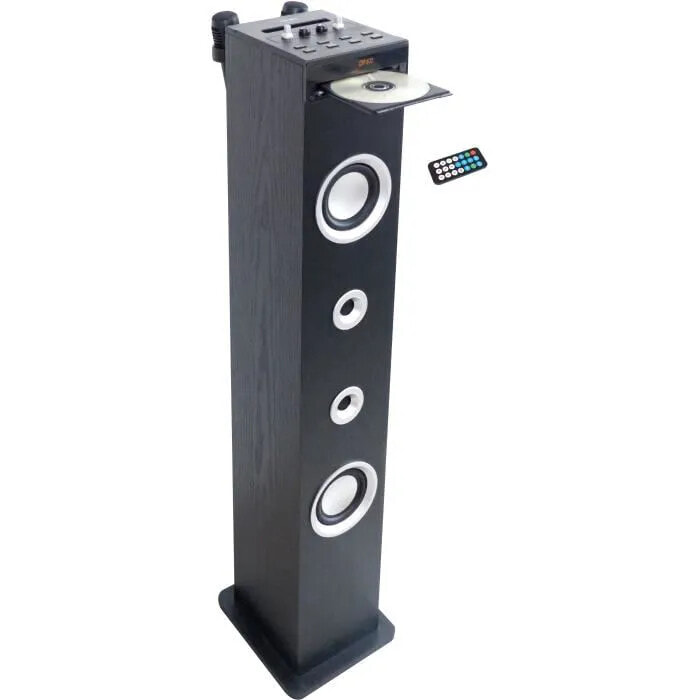 Inovalley HP49CD - Bluetooth-Soundturm - CD-Player und Karaoke-Funktion - 100W - UKW-Radio - USB-Anschluss - Aux-In-Eingang - Schwarz