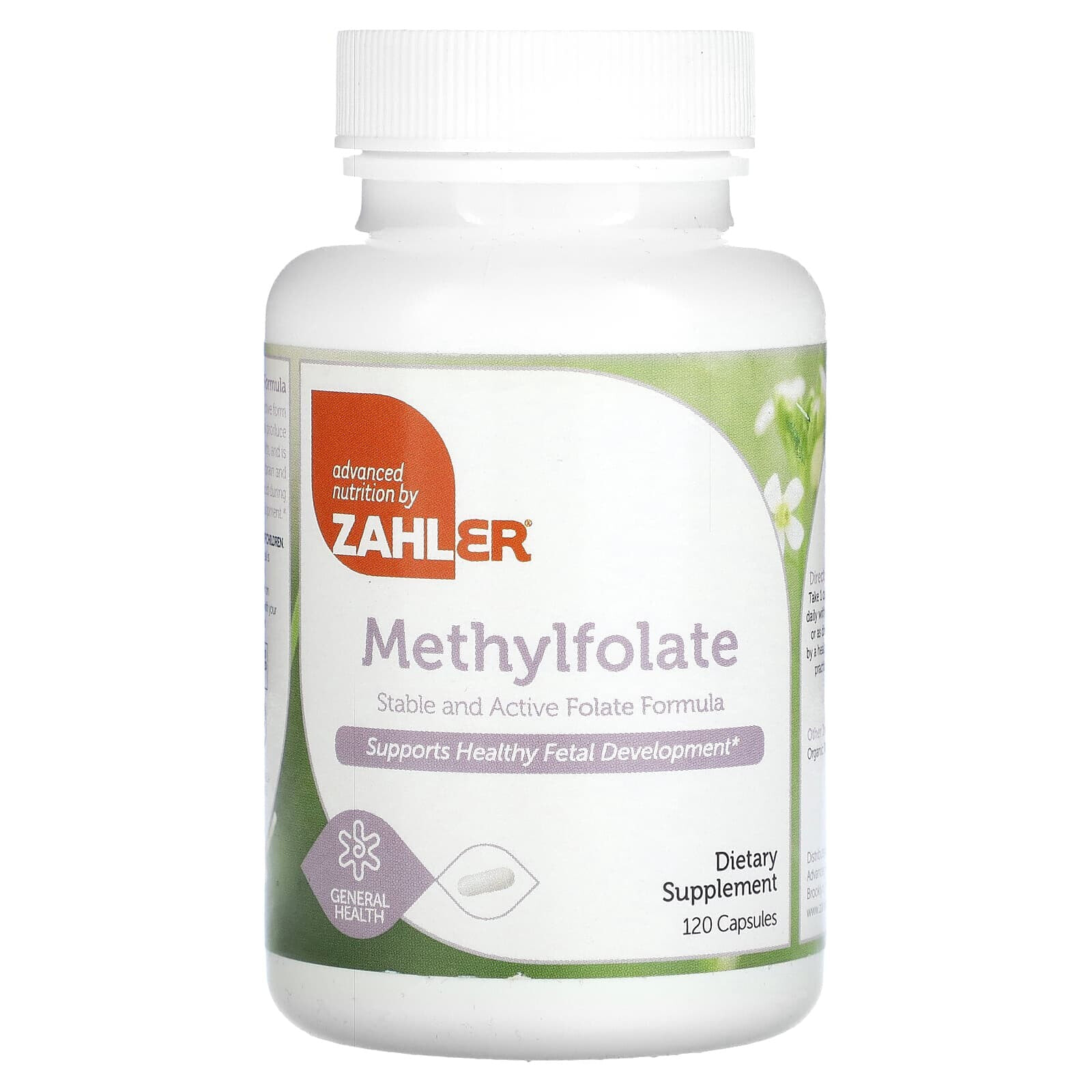 Zahler, метилфолат, стабильный и активный фолат, способствует здоровому развитию плода, 120 капсул
