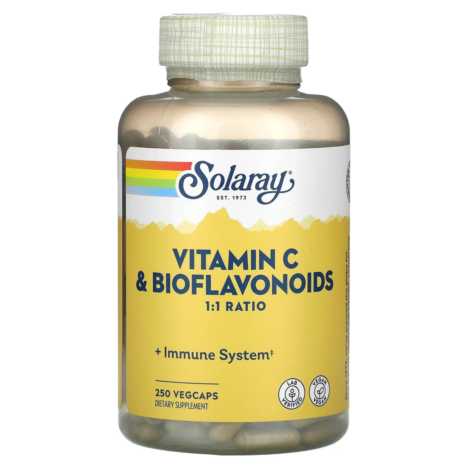 Solaray, Витамин C и биофлавоноиды, соотношение 1: 1, 100 растительных капсул