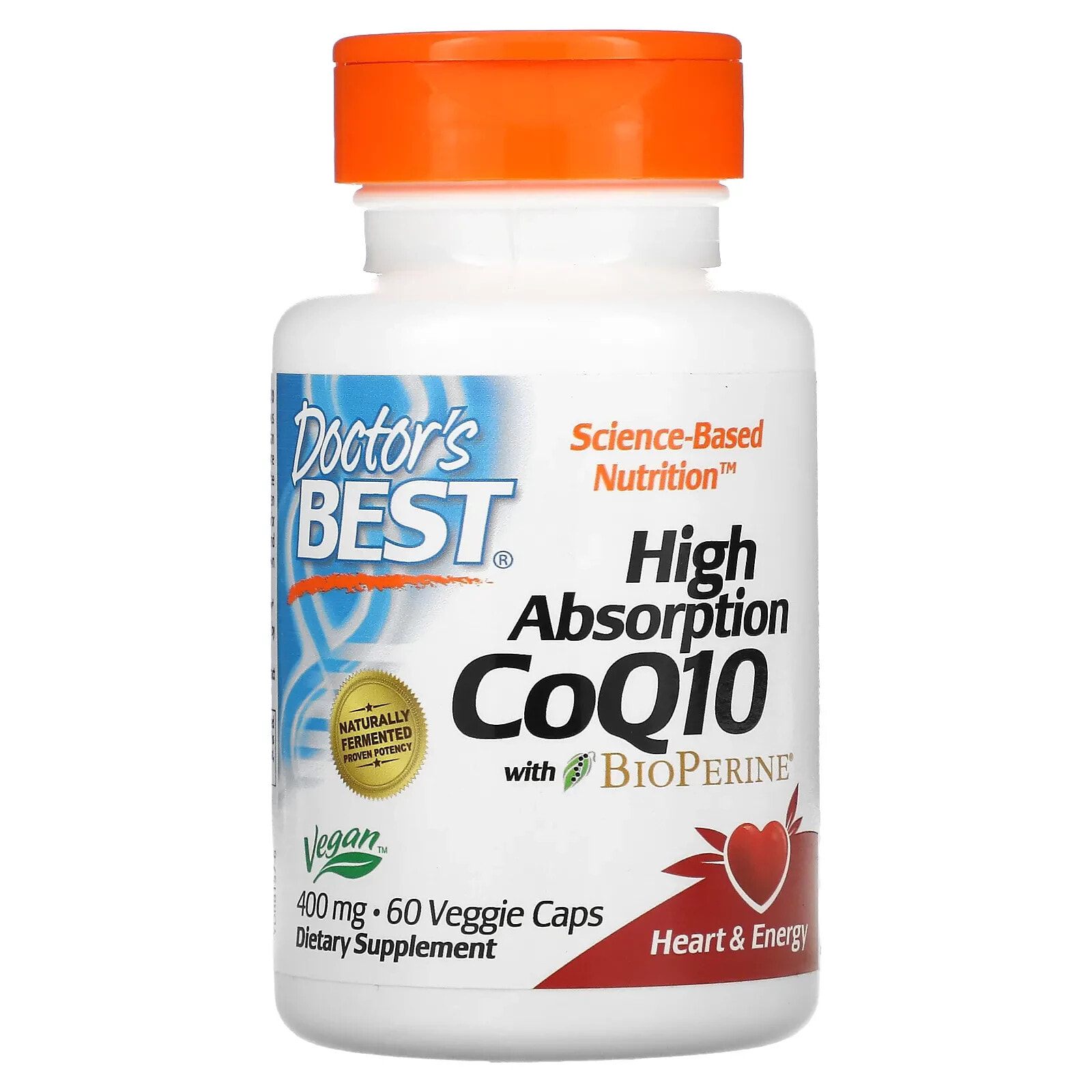 Doctor's Best, High Absorption CoQ10 with BioPerine, 400 mg, 180 Veggie Caps