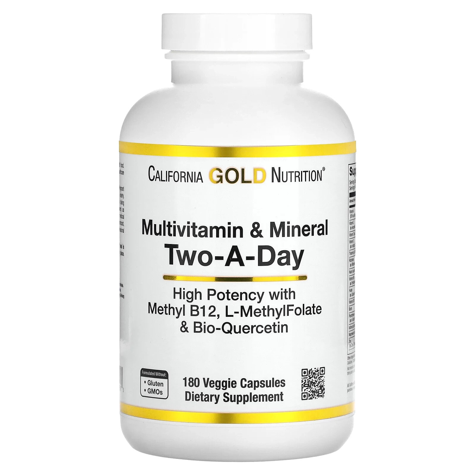 Multivitamin and Mineral, Two-A-Day, 180 Veggie Capsules