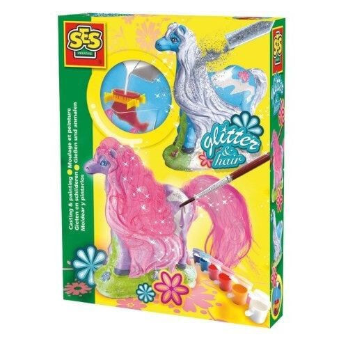 SES Creative Children's Glitter Hair Horses Casting and Painting Set 01272