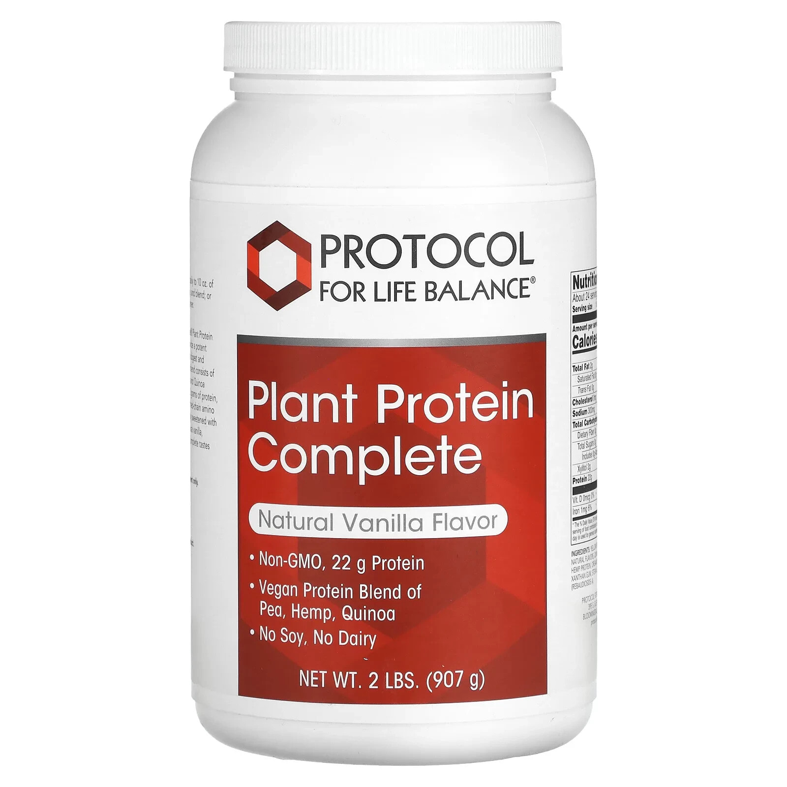 Protocol for Life Balance, Plant Protein Complete, Natural Vanilla , 2 lbs (907 g)