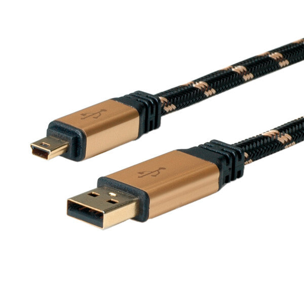 ROLINE 11.02.8822 USB кабель 1,8 m 2.0 USB A Mini-USB B Черный, Золото