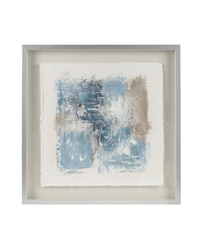 Madison Park single Piece Ashlar Glass Framed Hand Painted Rice Paper Abstract, 25.5