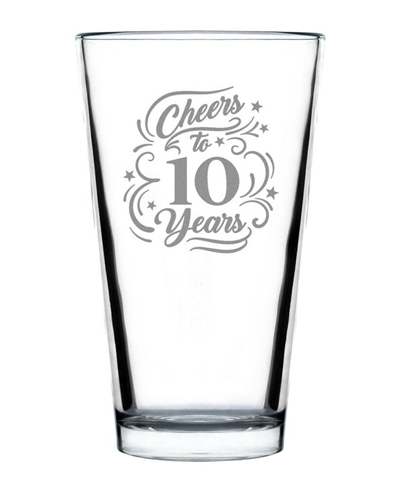 Bevvee cheers to 10 Years 10th Anniversary Gifts Pint Glass, 16 oz