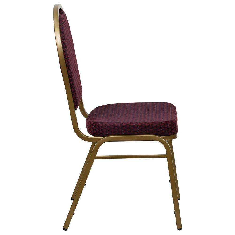 Flash Furniture hercules Series Dome Back Stacking Banquet Chair In Burgundy Patterned Fabric - Gold Frame