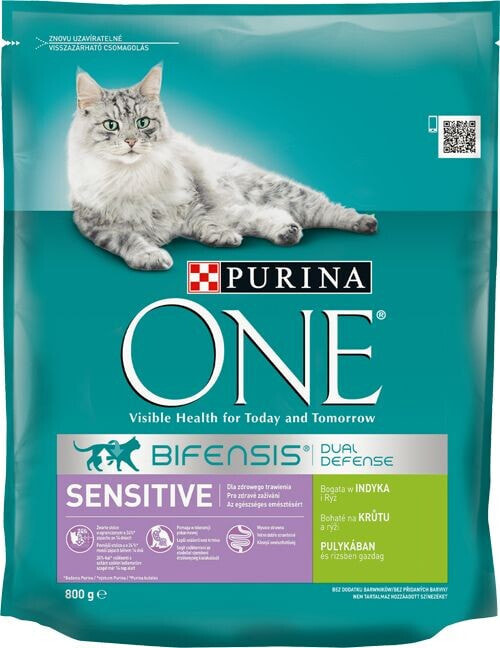 Purina One sensitive Karma dla kotów bogata w indyka i ryż 800g