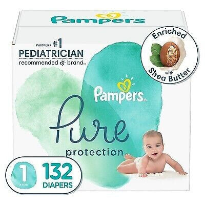 Pampers Pure Protection Diapers Enormous Pack - Size 1 - 132ct