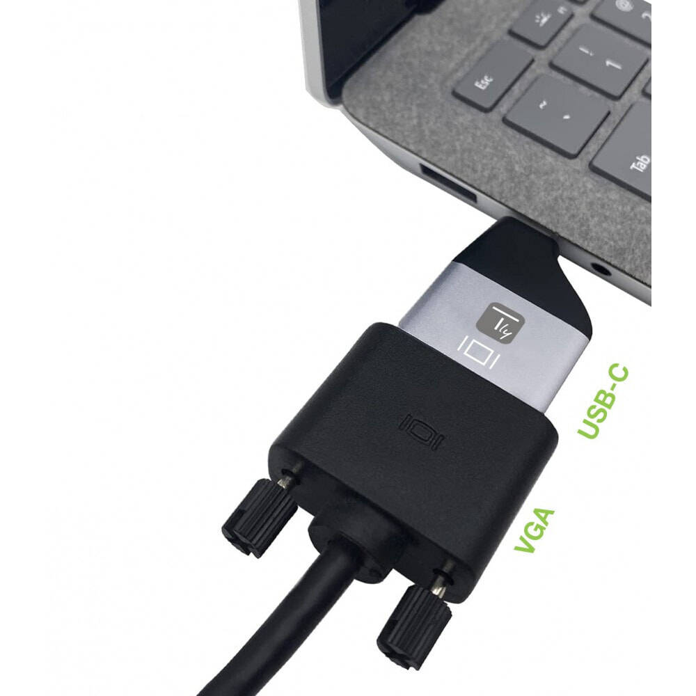 Techly IADAP USBC-VGAC USB графический адаптер 1920 x 1200 пикселей Черный, Серебристый