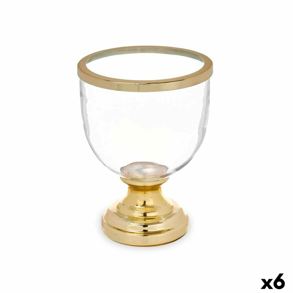 Candleholder Wineglass Golden Steel 17,3 x 23,5 x 17,3 cm (6 Units)