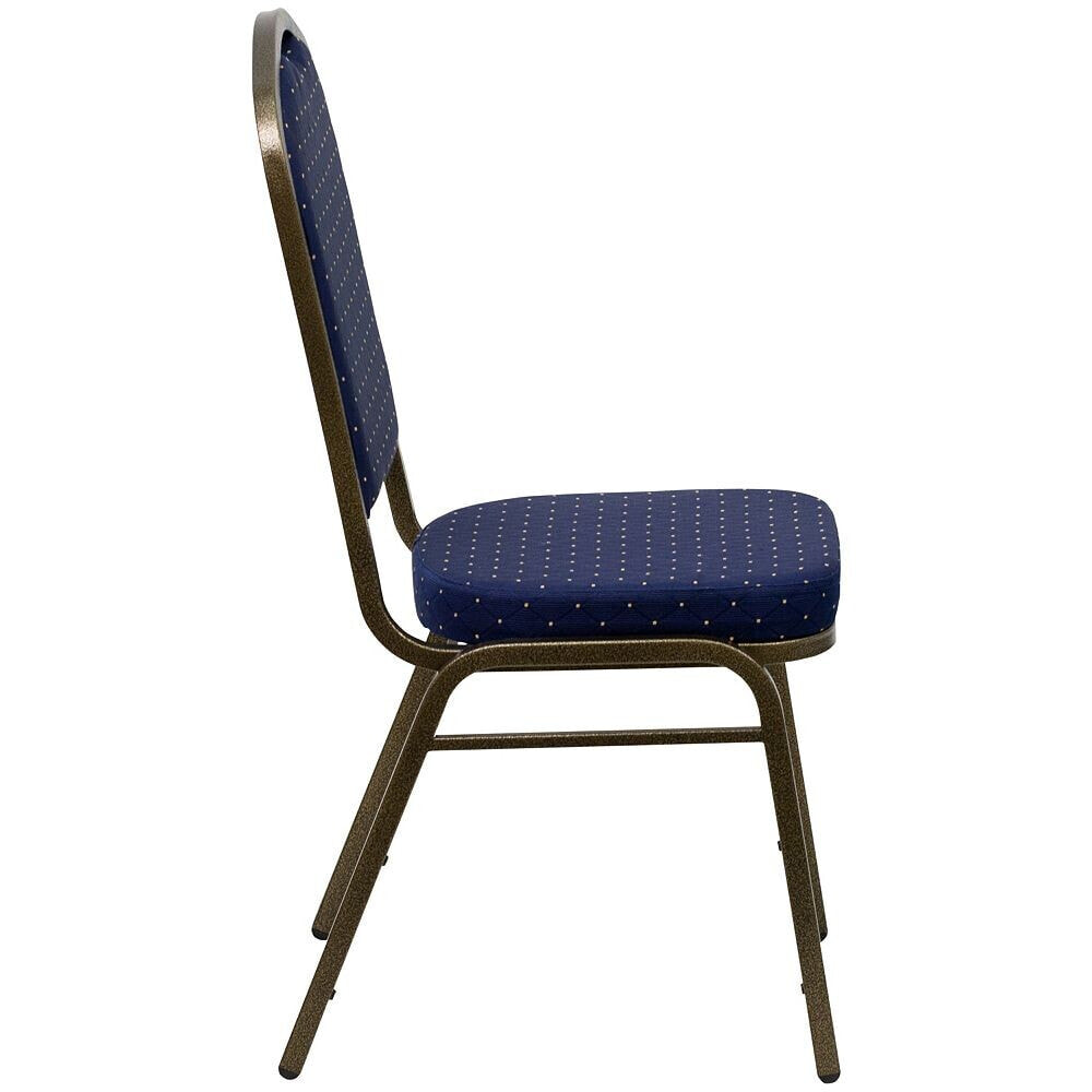 Flash Furniture hercules Series Crown Back Stacking Banquet Chair In Navy Blue Dot Patterned Fabric - Gold Vein Frame