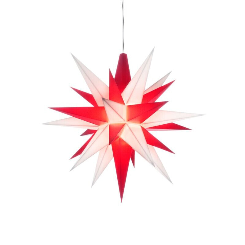 Herrnhuter Weihnachtsstern Bastelstern Kunststoff weiß-rot A1 - 13 cm LED