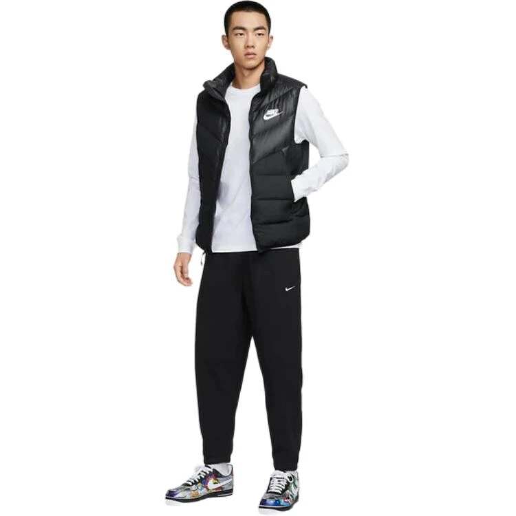 Nike Logo Windproof Stand Collar Down Vest Black