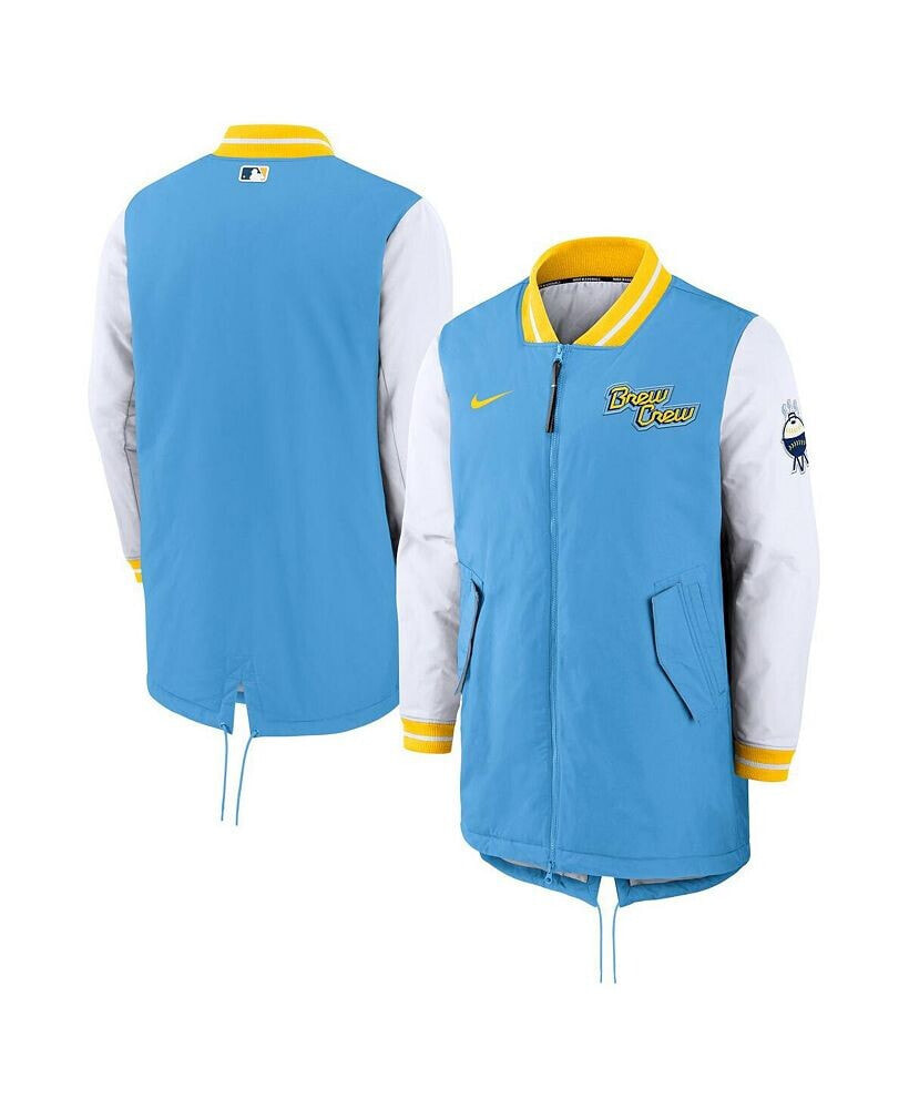 Nike men's Powder Blue Milwaukee Brewers Authentic Collection 2022 City Connect Full-Zip Dugout Jacket
