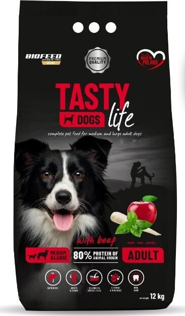 Biofeed BIOFEED TASTY DOGS LIFE ADULT M&L WITH BEEF 12KG