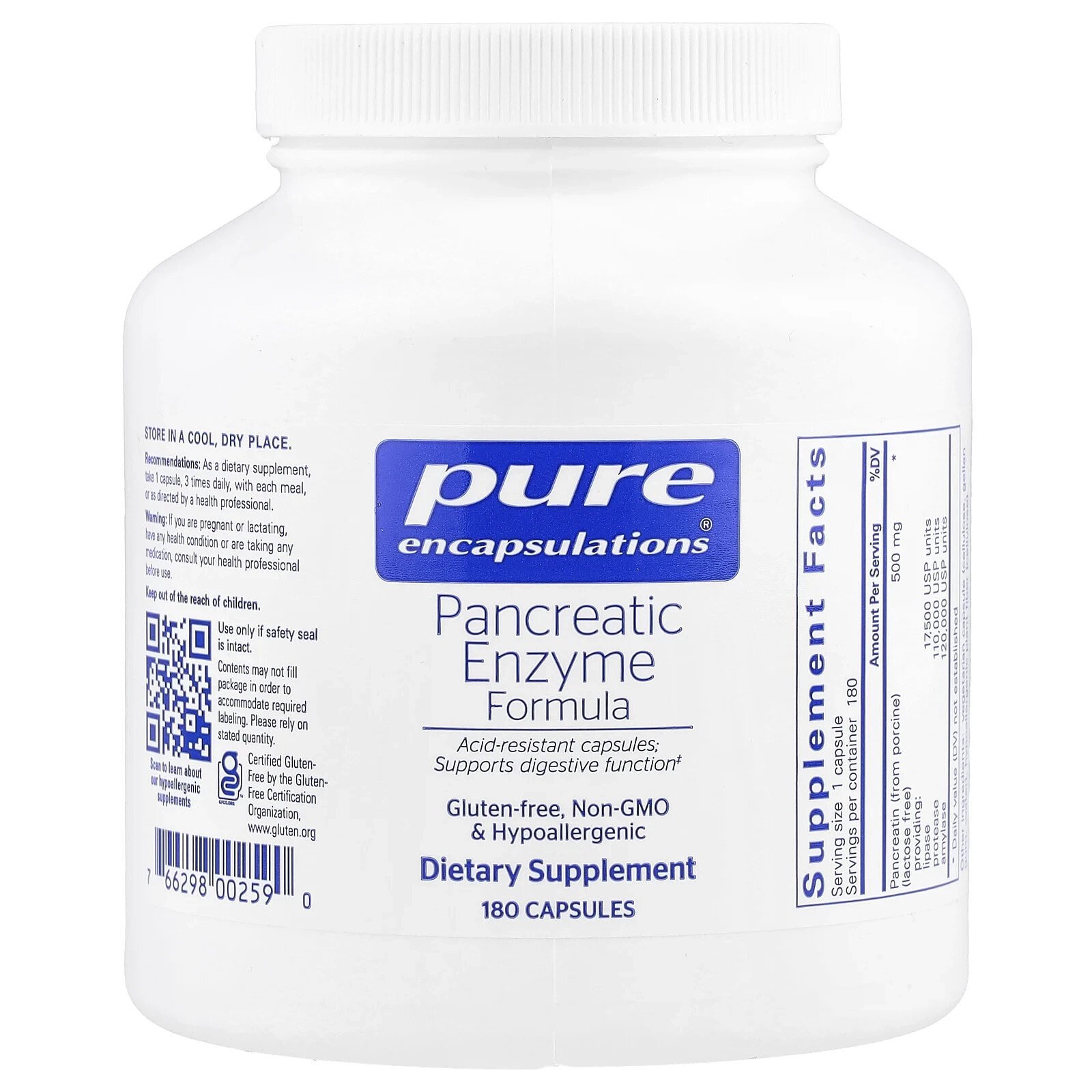 Pancreatic Enzyme Formula, 180 Capsules