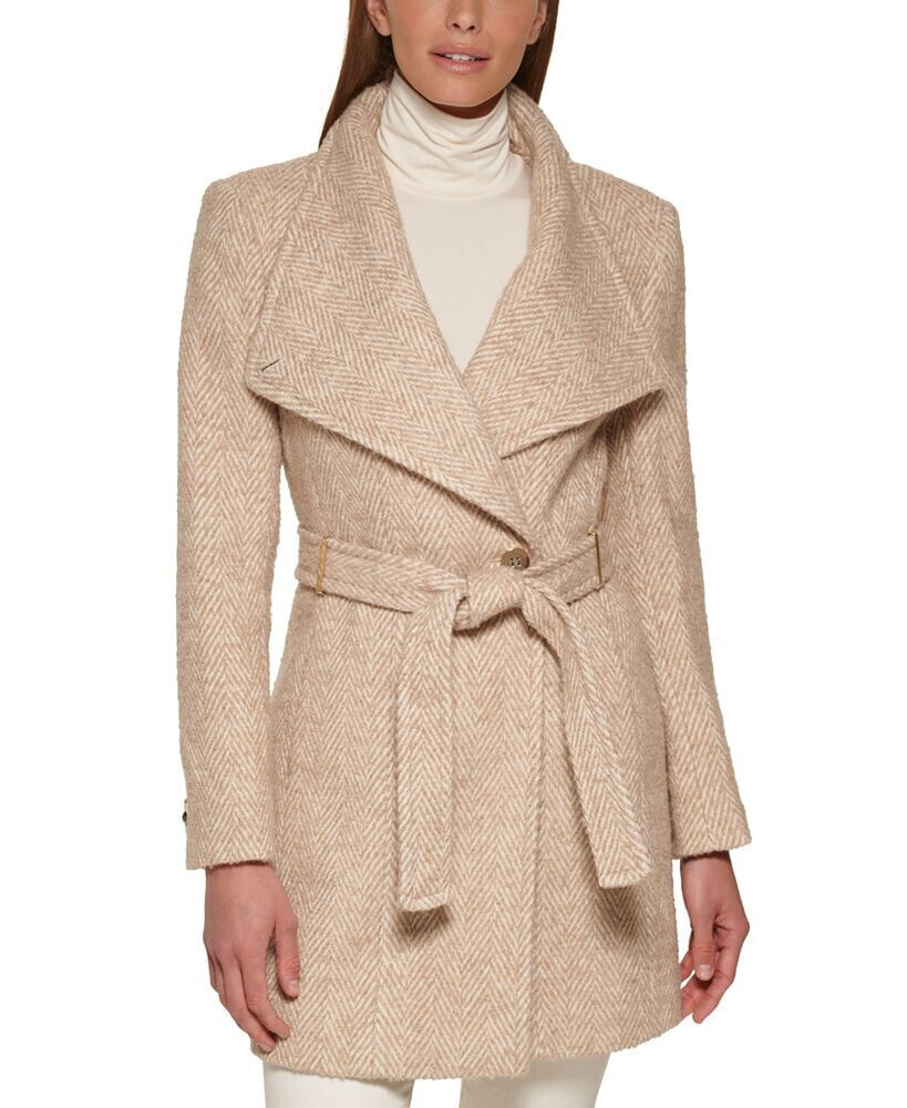 Women's Asymmetrical Belted Wrap Coat, Created for Macy's