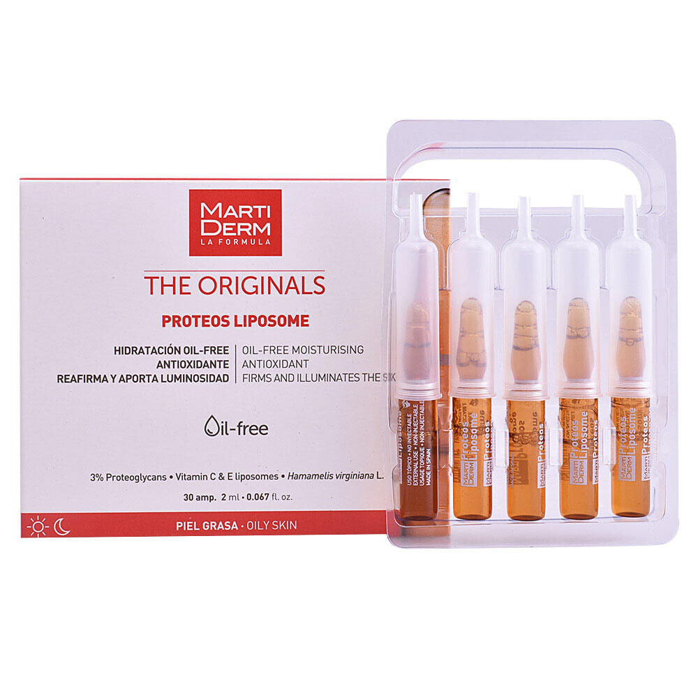 Martiderm The Originals Proteos Liposome Ampoules Увлажняющая и подсвечивающая сыворотка в ампулах с витаминами С и Е для жирной кожи, без масел 30 x 2 мл