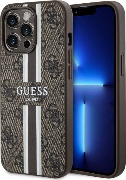 Guess Etui Guess GUHMP13LP4RPSW Apple iPhone 13/13 Pro brązowy/brown hardcase 4G Printed Stripes MagSafe