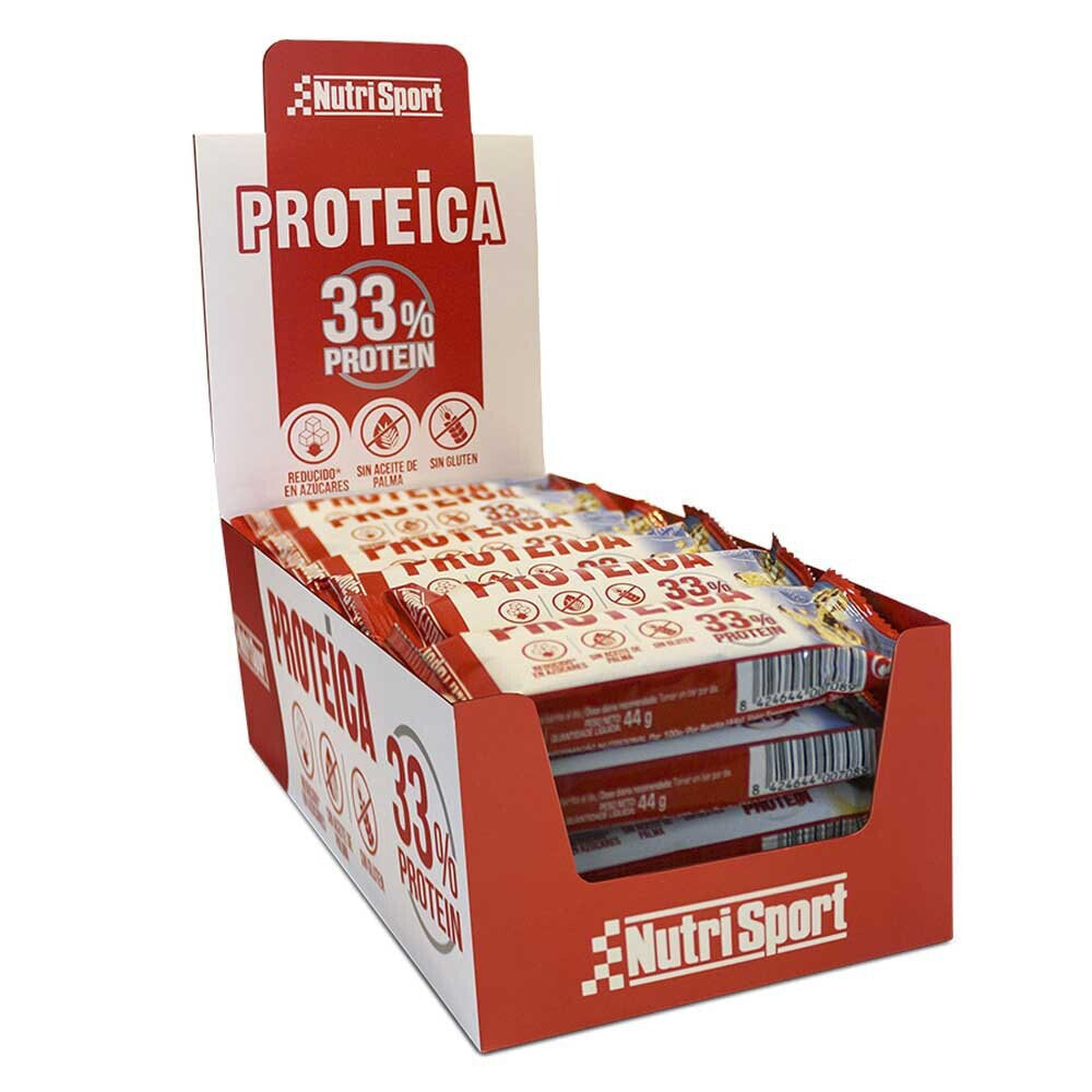 NUTRISPORT 33% Protein 44gr Protein Bars Box Vanilla&Cookies 24 Units