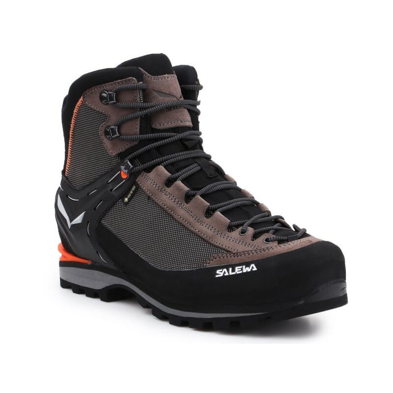 Мужские кроссовки спортивные треккинговые черные коричневые текстильные высокие демисезонные Salewa MS Crow GTX M 61328-7512 shoes