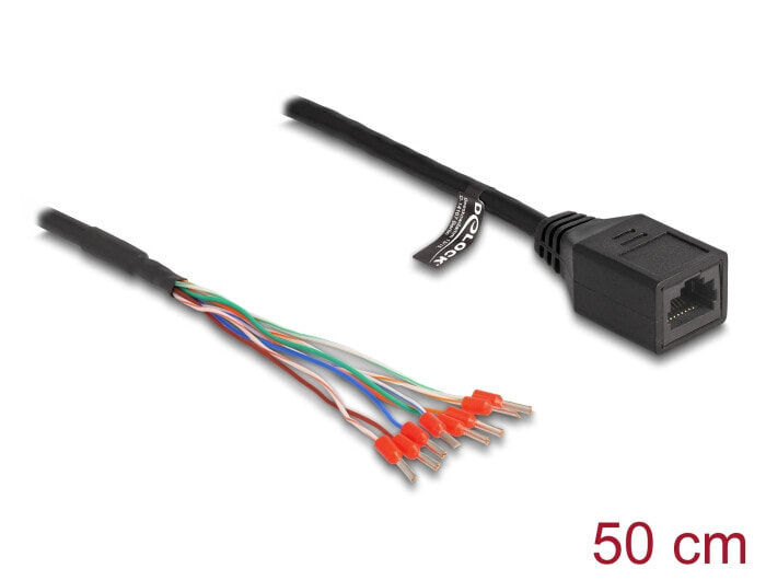 Kabel RJ45 Buchse zu Aderendhülsen Cat.5e 50 cm schwarz