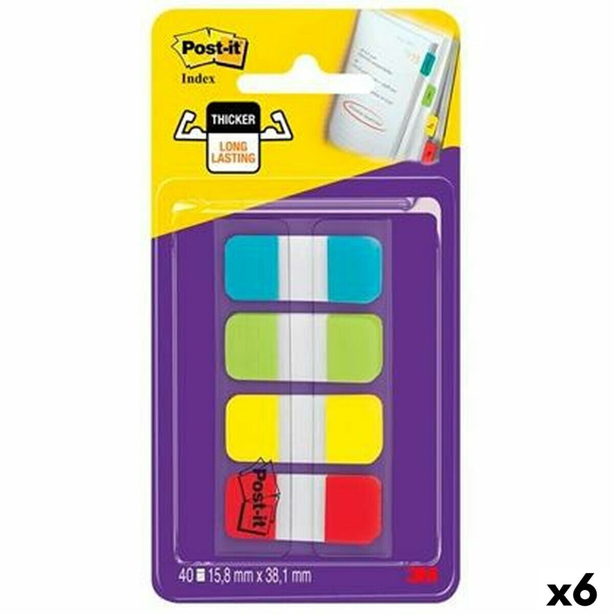 Set of Sticky Notes Post-it Index Multicolour 40 Sheets 15,8 x 38 mm (6 Units)