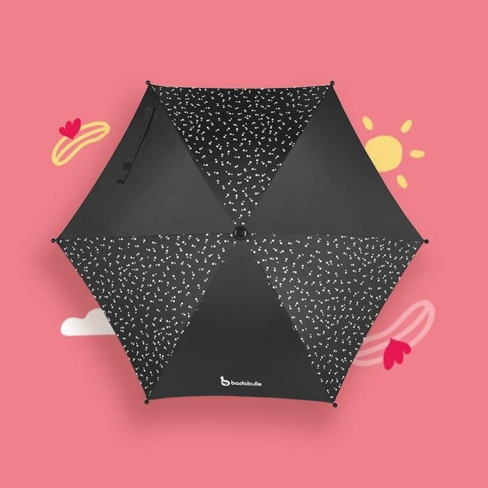 Универсальный зонт BADABULLE для прогулочной коляски.  Диаметр 80 см. Черный.