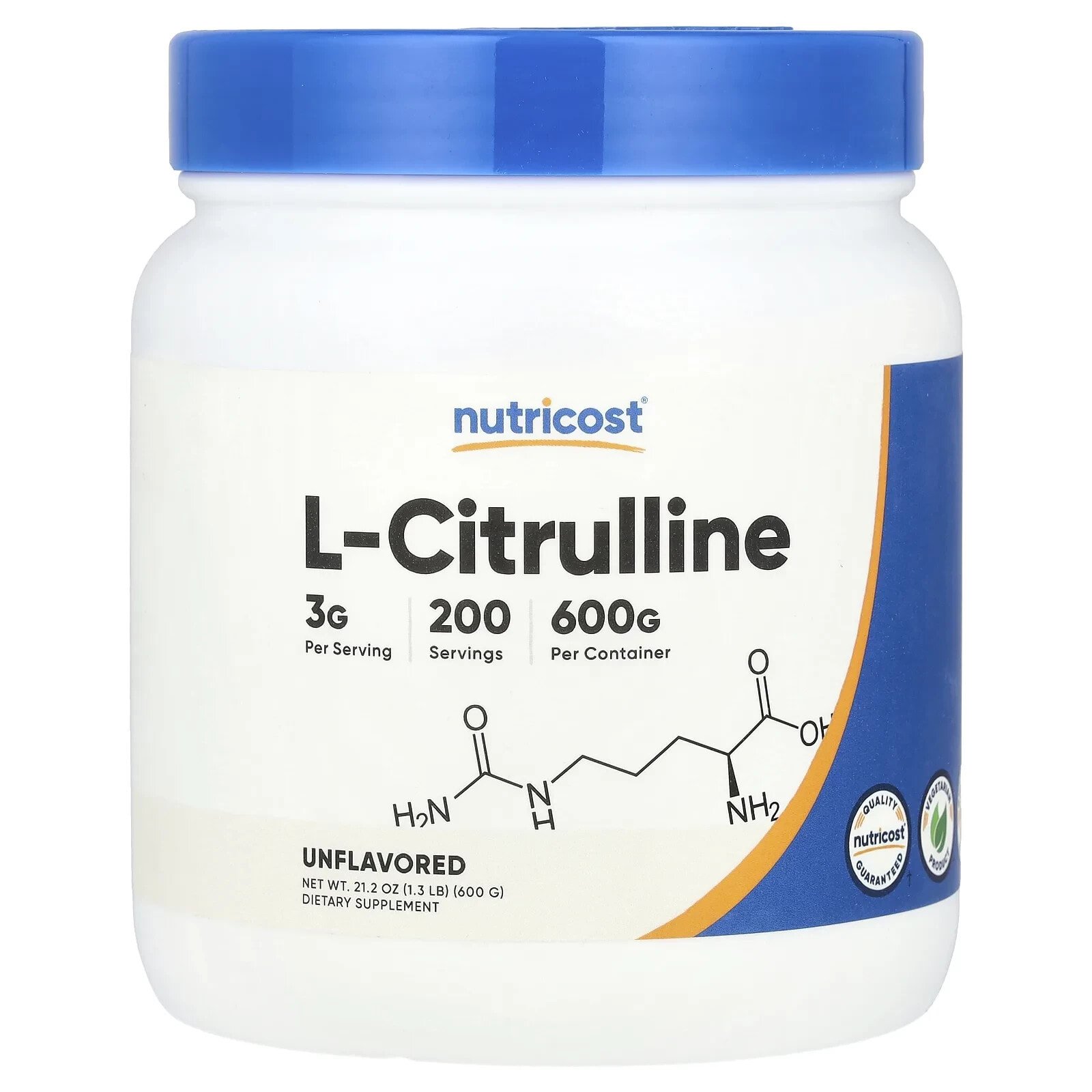 L-Citrulline, Unflavored , 1.3 lb (600 g)