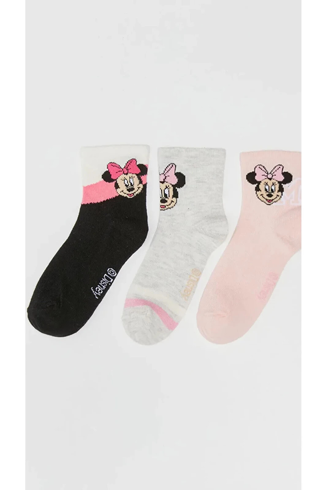 Minnie Mouse Desenli Kız Çocuk Soket Çorap 3'lü