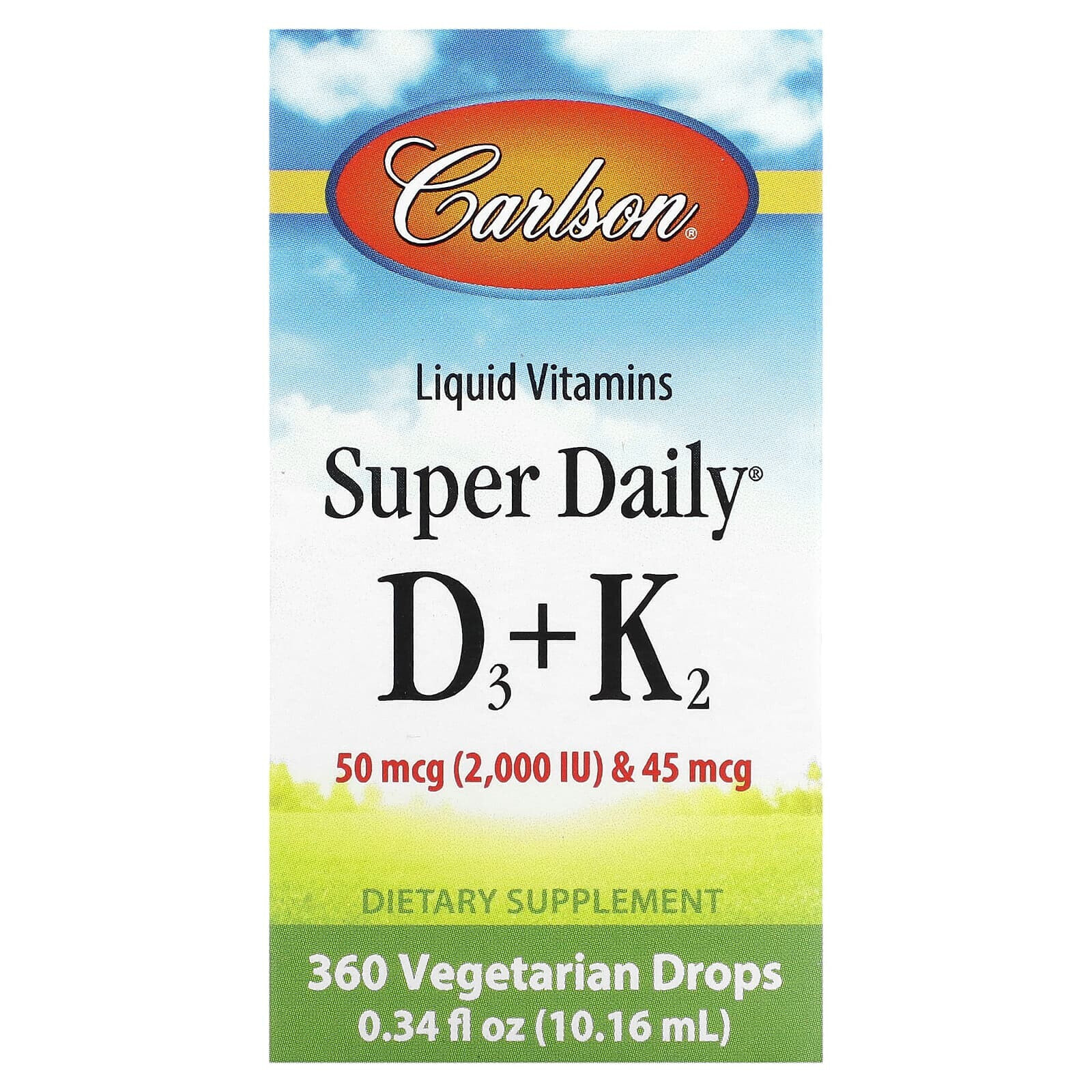 Liquid Vitamins, Super Daily D3+K2, 0.34 fl oz (10.16 ml)