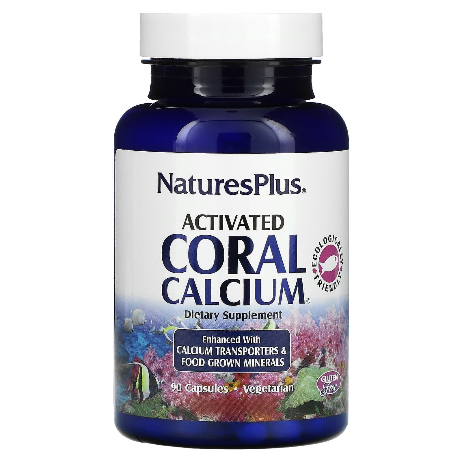 Натурес Плюс, активированный коралловый кальций, 90 вегетарианских капсул