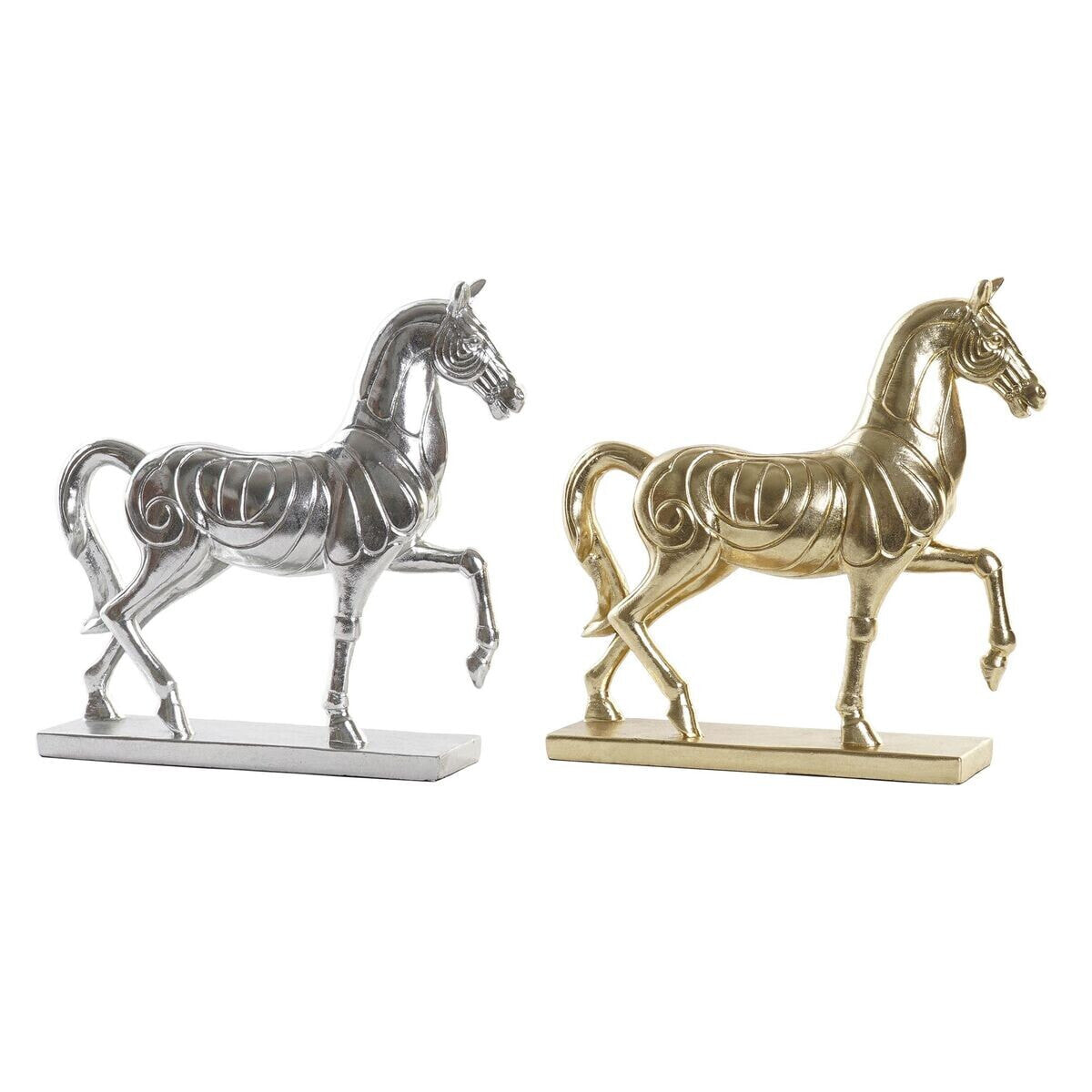 Декоративная фигура DKD Home Decor 34 x 9,5 x 33,5 cm Лошадь Серебристый Позолоченный (2 штук)