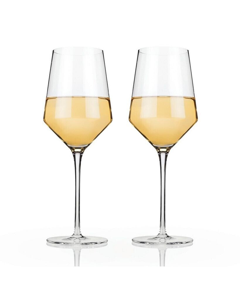 Viski raye Angled Crystal Chardonnay Wine Glasses, Set of 2, 13 Oz