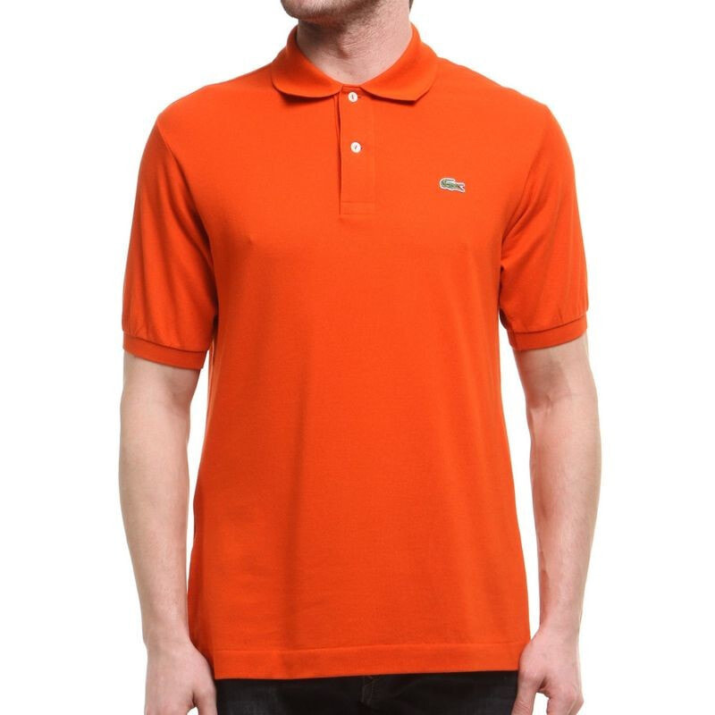 Мужская футболка-поло повседневная оранжевая с логотипом Lacoste M L1212-WU9