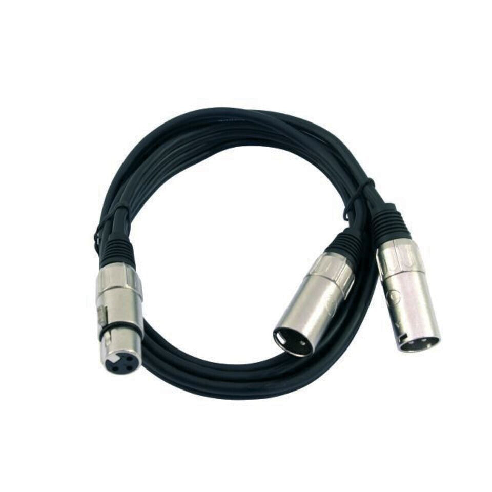 MUSIC STORE 1.5m 2-Way XLR Splitter Cable 2x Male XLR To 1x Female XLR