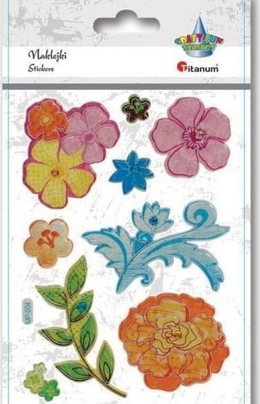 Набор наклеек для детского творчества Titanum Naklejki wypukłe kwiaty z kryształkiem mix 9szt