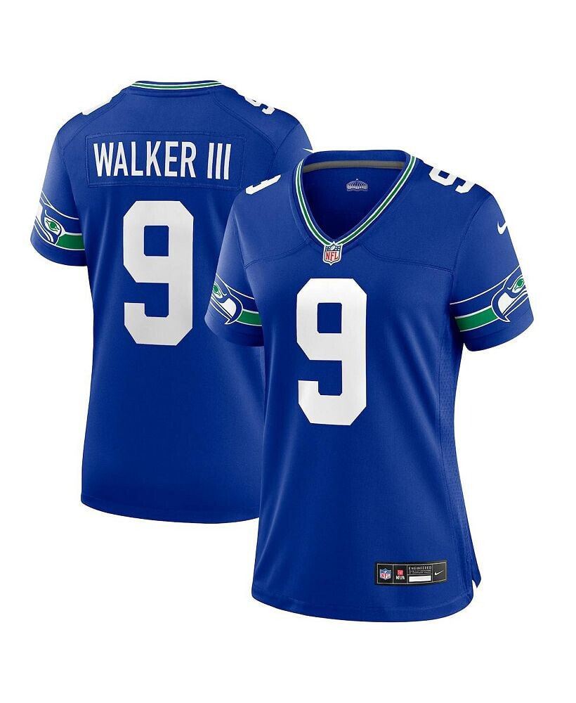 Nike women's Kenneth Walker III Royal Seattle Seahawks Throwback Player Game Jersey