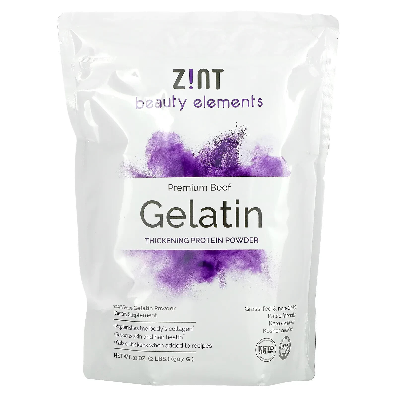 Zint, Thickening Protein Powder Gelatin, Grass-Fed Beef, 16 oz (454 g)