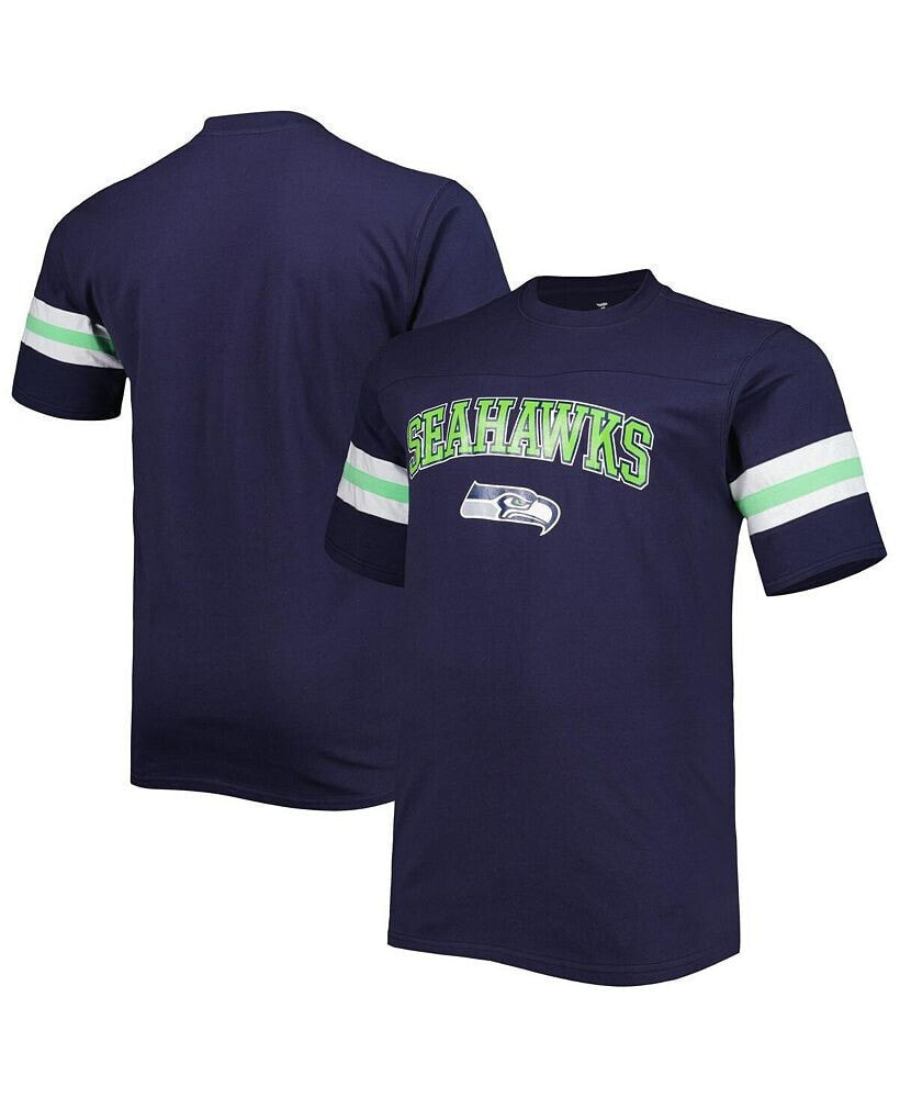 Profile men's College Navy Seattle Seahawks Big and Tall Arm Stripe T-shirt