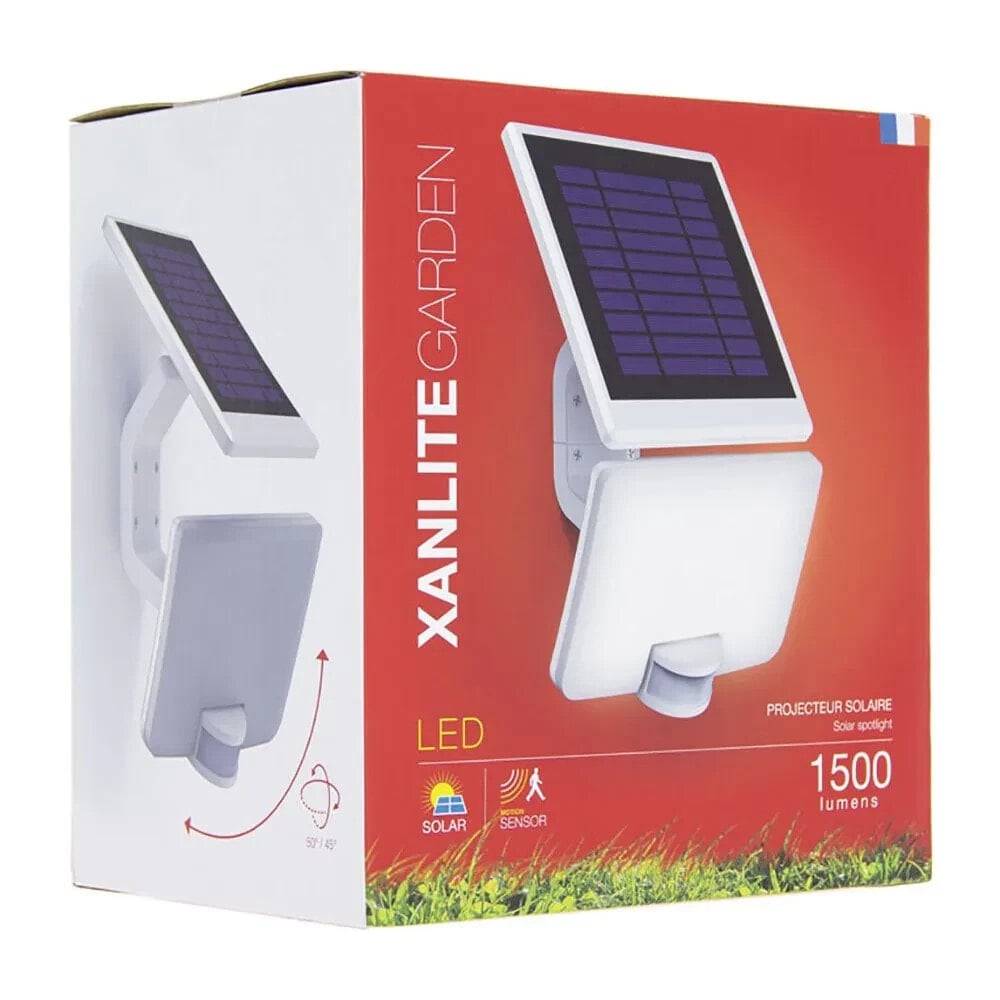 XANLITE Solar Led Wall Floodlight Ip54. Abs White. Motion Sensor. 2 Lighting Modes. 1500 Lumens