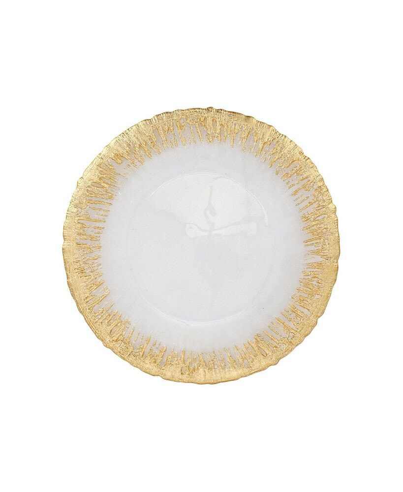 VIETRI rufolo Glass Gold Brushstroke Dinner Plate 11