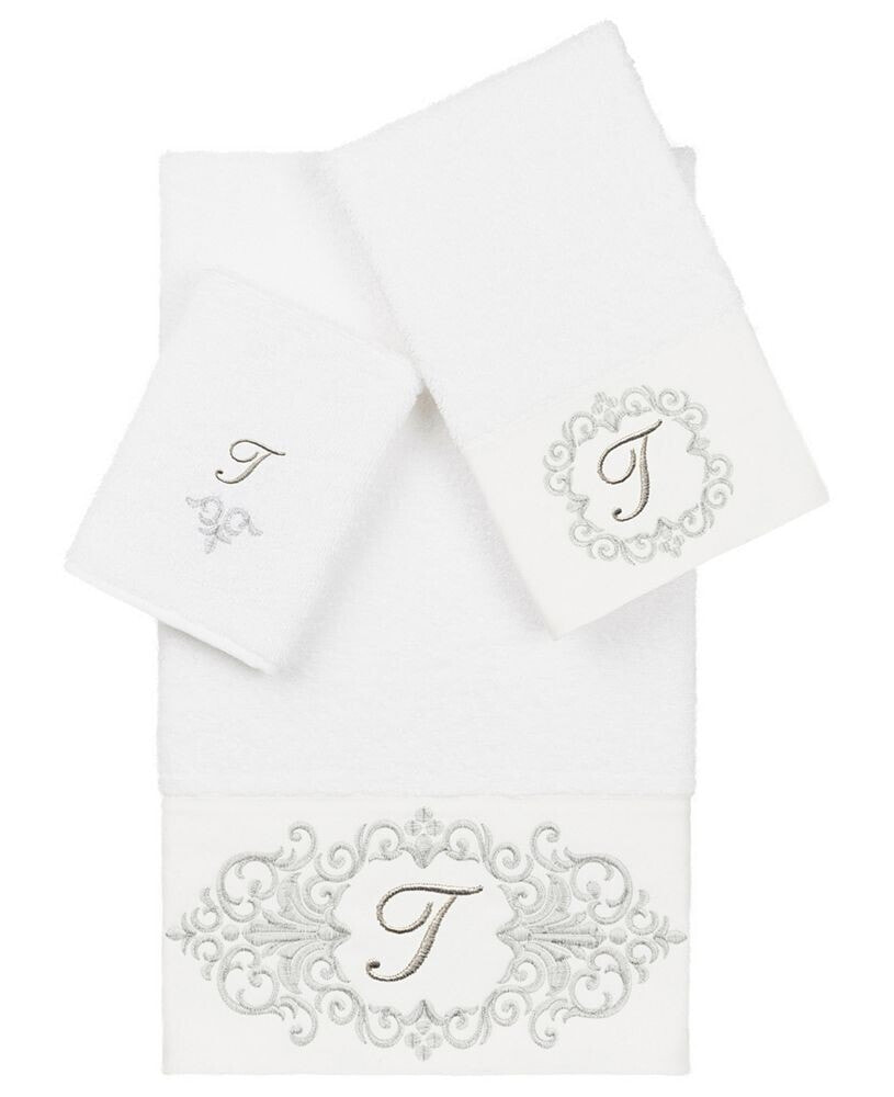 Linum Home textiles Turkish Cotton Monica Embellished Towel 3 Piece Set - White