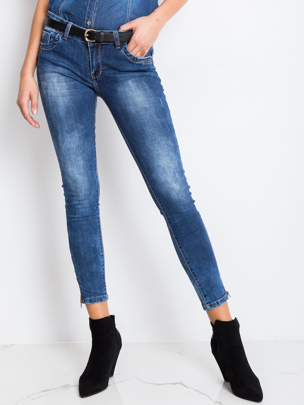 Женские джинсы  скинни с низкой посадкой укороченные синие  Factory Price