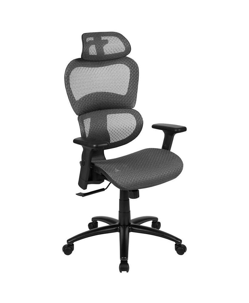 EMMA+OLIVER ergonomic Mesh Office Chair-Synchro-Tilt, Headrest, Adjustable Pivot Arms