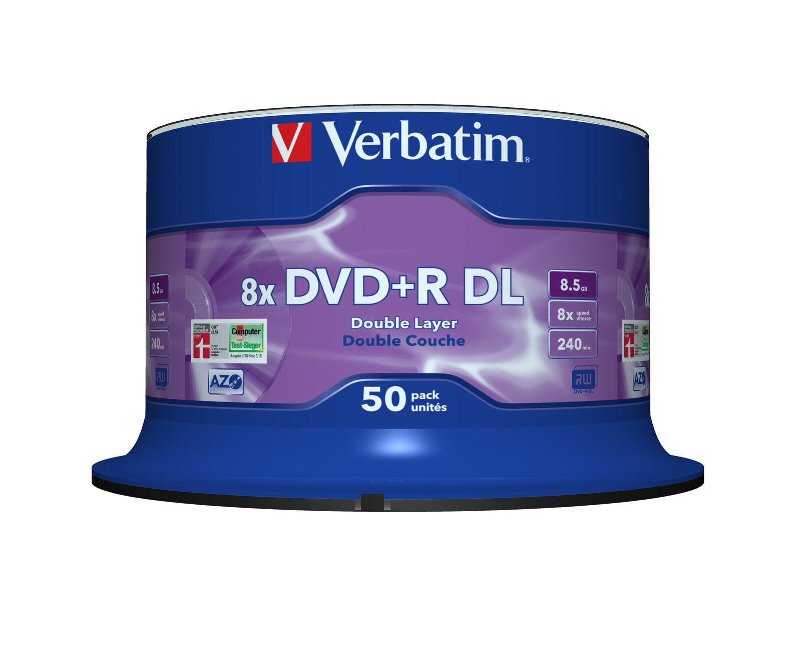 Verbatim DVD+R Double Layer 8x Matt Silver 50pk Spindle 8,5 GB DVD+R DL 50 шт 43758