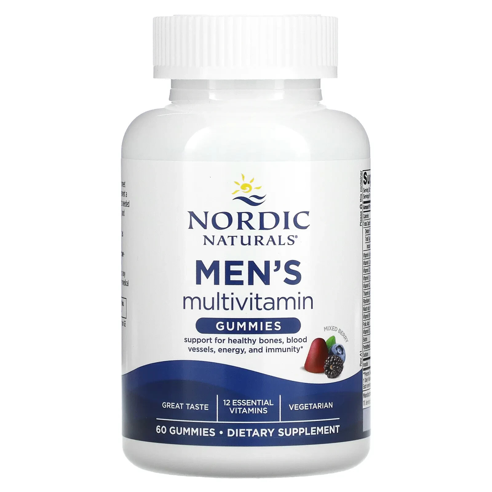 Нордик Натуралс, Мультивитаминные жевательные мармеладки для мужчин, ягодное ассорти, 60 жевательных таблеток