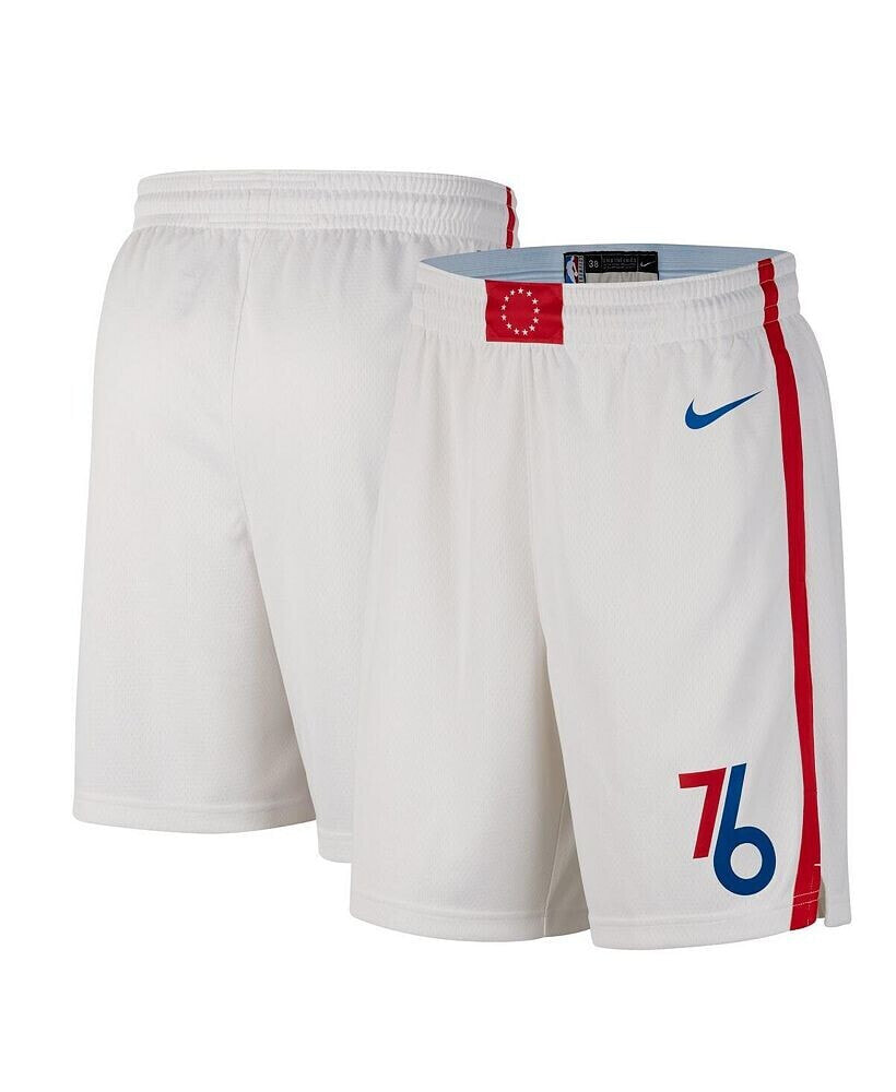 Nike men's White, Blue Philadelphia 76ers 2022/23 City Edition Swingman Shorts